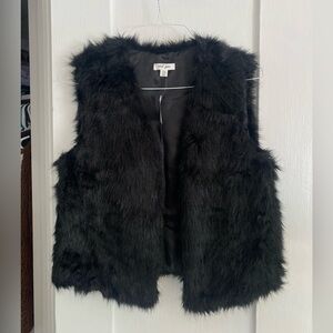 Tribal Jeans Black Crew Neck Fuzzy Vest (NWT!)
